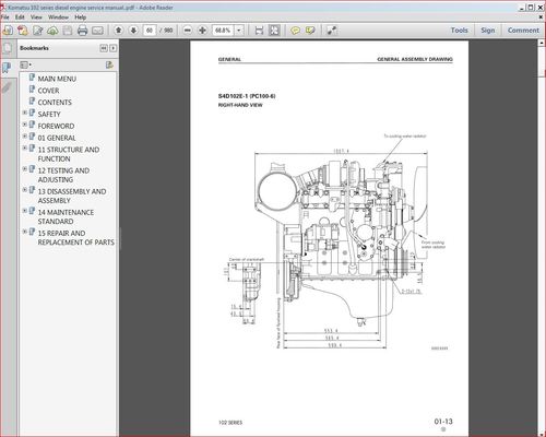 Product picture Komatsu 102 series engine shop manual. SA6D102E