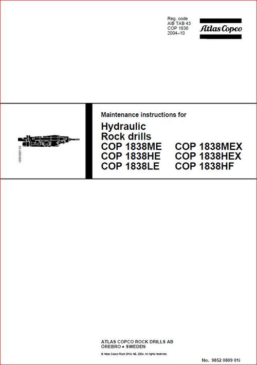 Product picture Atlas copco 1838 rock drill maintenance instructions