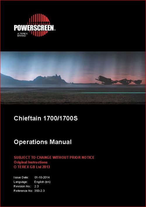 Product picture Chieftain 1700-1700S powerscreen operators manual