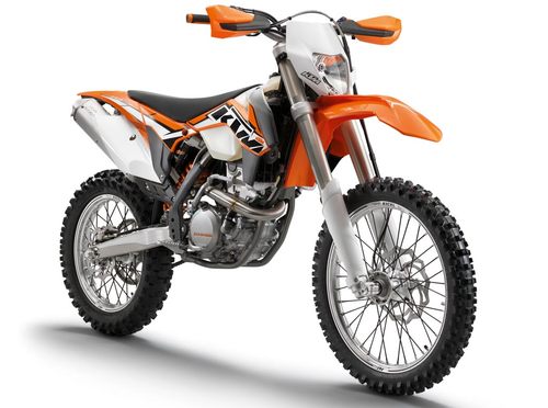 Product picture KTM 450 EXC, and the 500 EXC repair manual. 2014