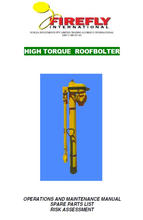 Product picture Firefly MK2 Hi-Torque roofbolter maintenance manual.