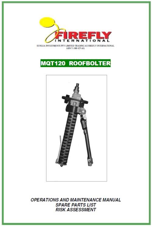 Product picture Firefly MQT120 roofbolter maintenance manual