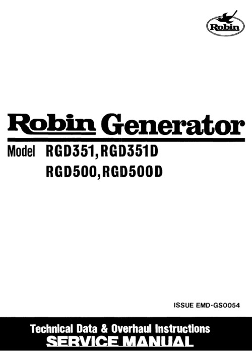 Product picture Robin RGD351,RGD351D,RGD500, RGD500D service manual