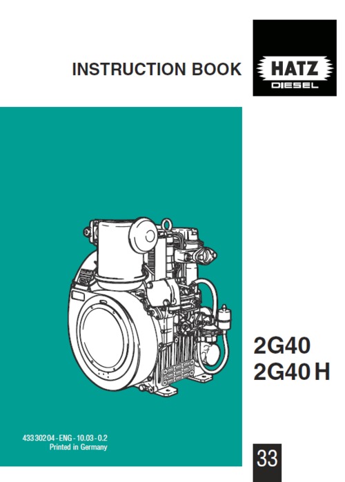 Product picture Hatz 2G40 and 2G40H instruction book