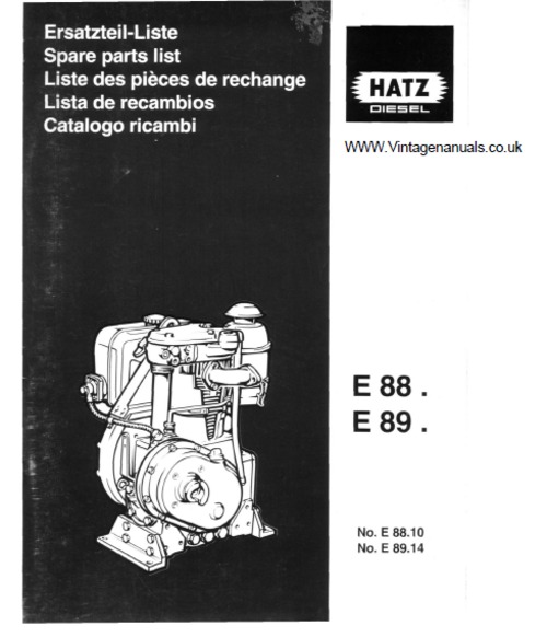 Product picture Hatz E88 and E89 parts book