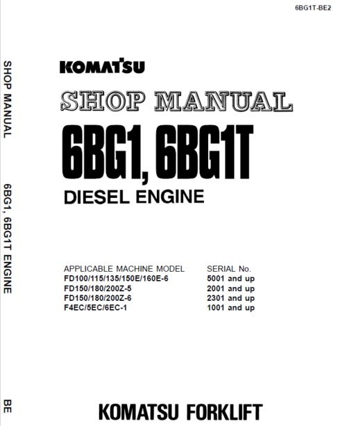 Product picture Komatsu 6BG1 and 6BG1T workshop manual 