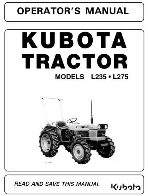 Product picture Kubota L235, Kubota L275, operators manual