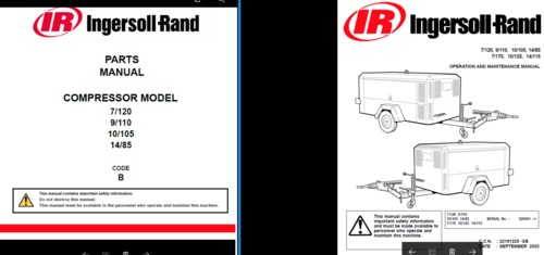 Product picture Ingersoll rand P425AWIR parts manual and operation manual