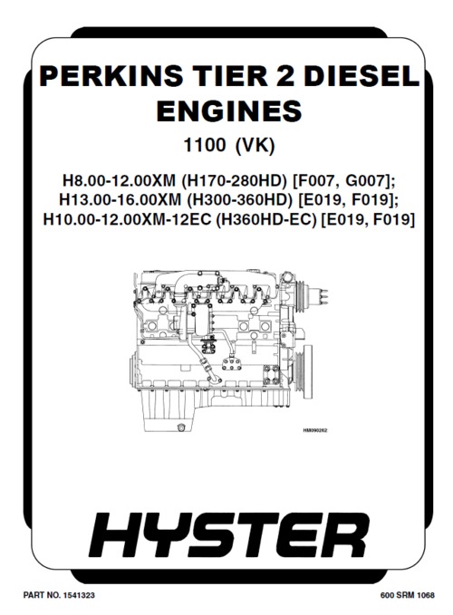 Product picture Perkins 1100 (VK) service manual. Hyster F007.