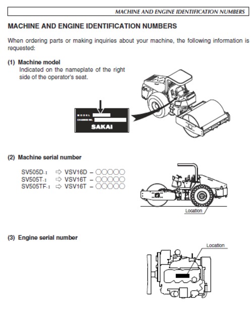 Product picture Sakai SV505-I operating and maintenance instruction