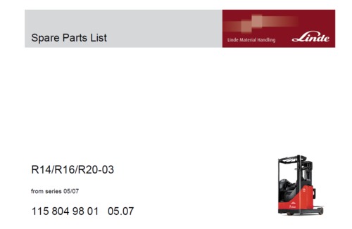 Product picture Linde R14/R16/R20-03 parts manual